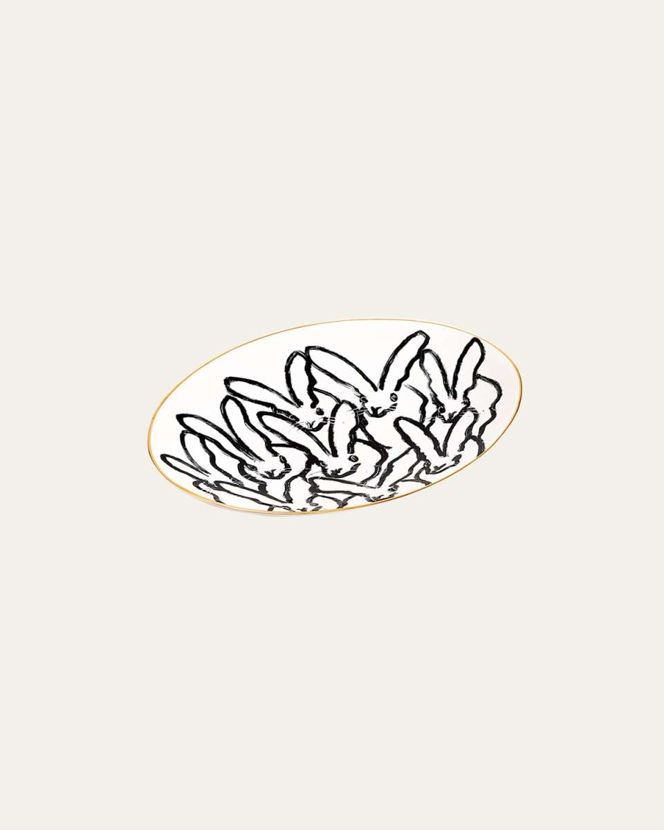 Rabbit Run Serving Platter with Gold Rim